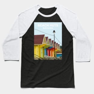 Beach Huts. Sun and Sea Summer. travel poster design Gift Baseball T-Shirt